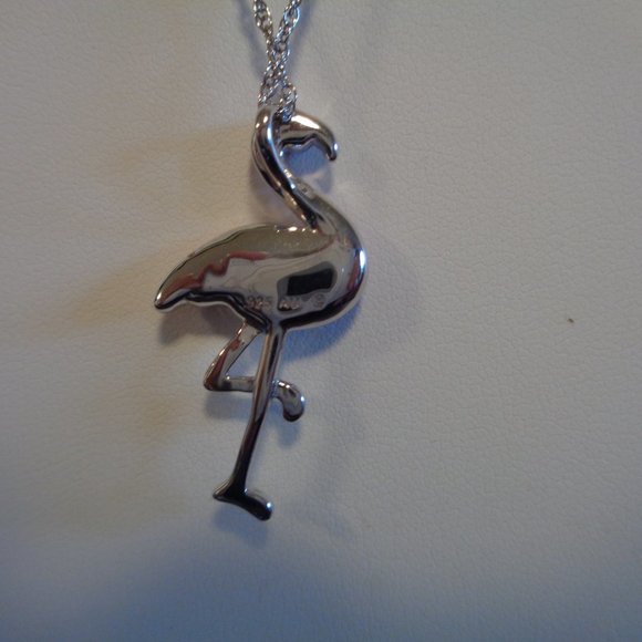 Artistique Sterling Silver Pink Flamingo Crystal Pendant w/Chain NIB - Picture 7 of 14